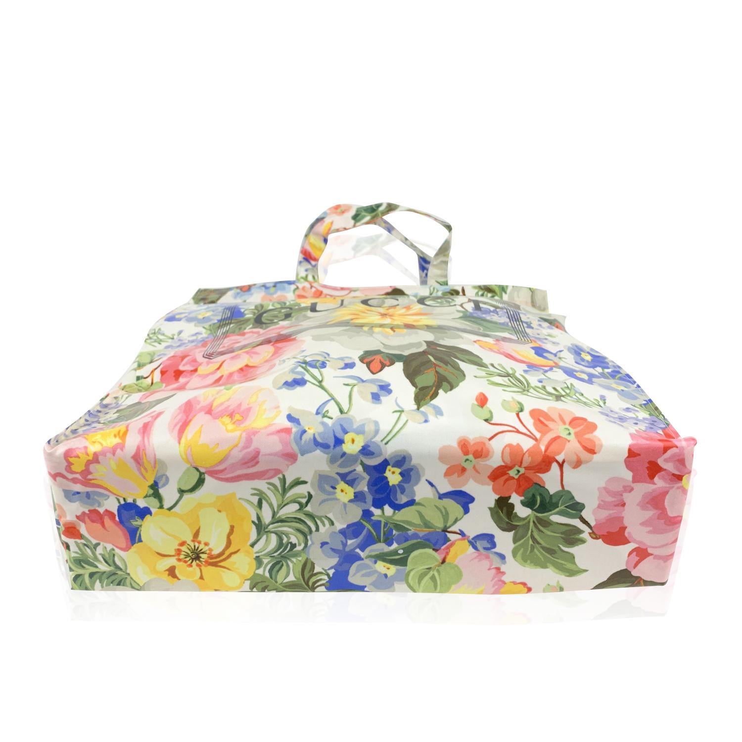 gucci large floral tote bag