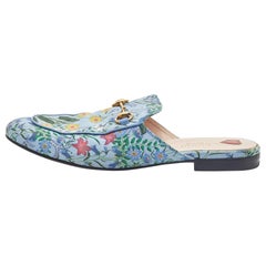 Gucci Multicolor Floral Print Fabric Princetown Horsebit Mules Size 39