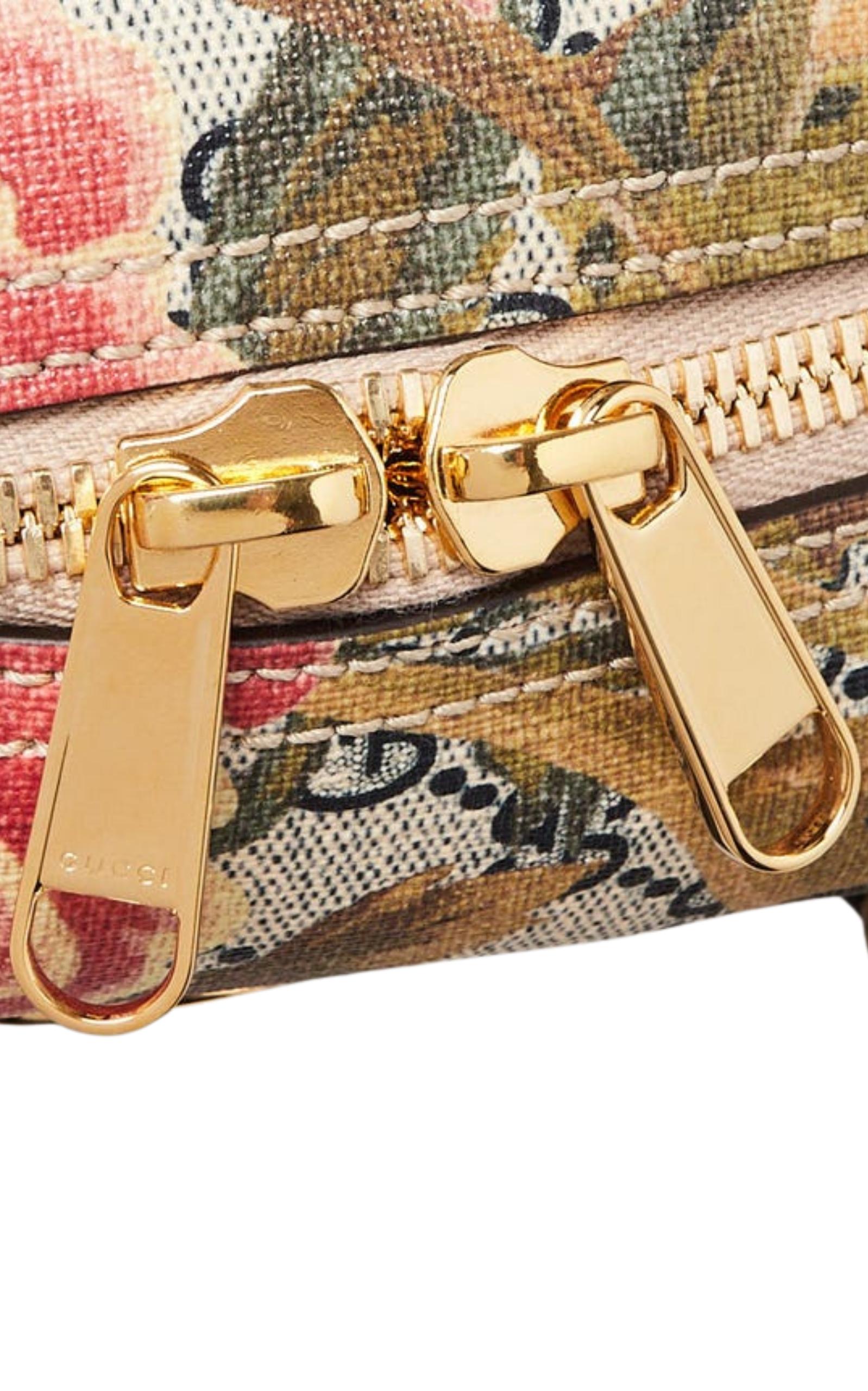 Beige Gucci Multicolor Floral Print GG Coated Canvas Ophidia Bag For Sale