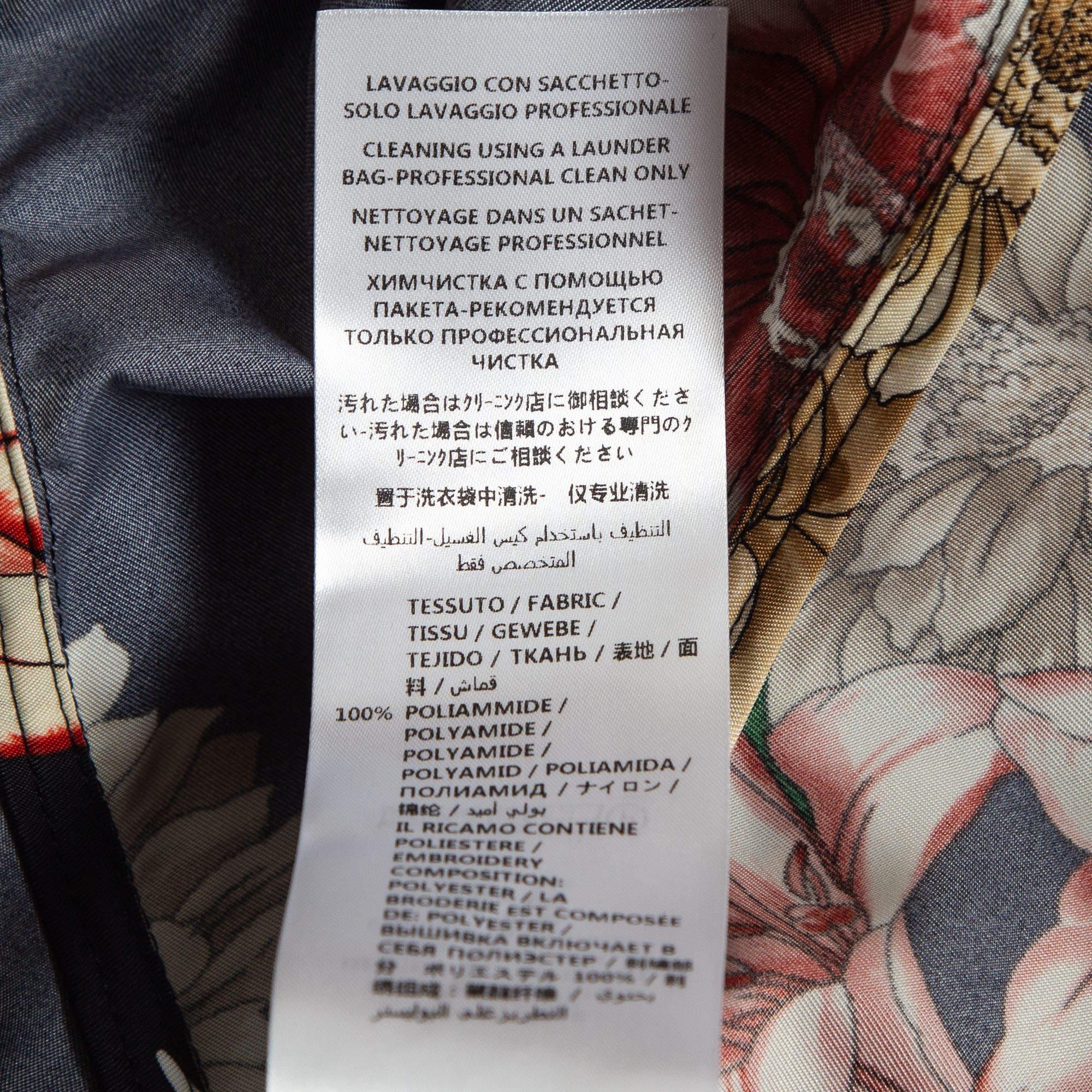 Women's Gucci Multicolor Floral Print Nylon Applique Detail Hooded Jacket S