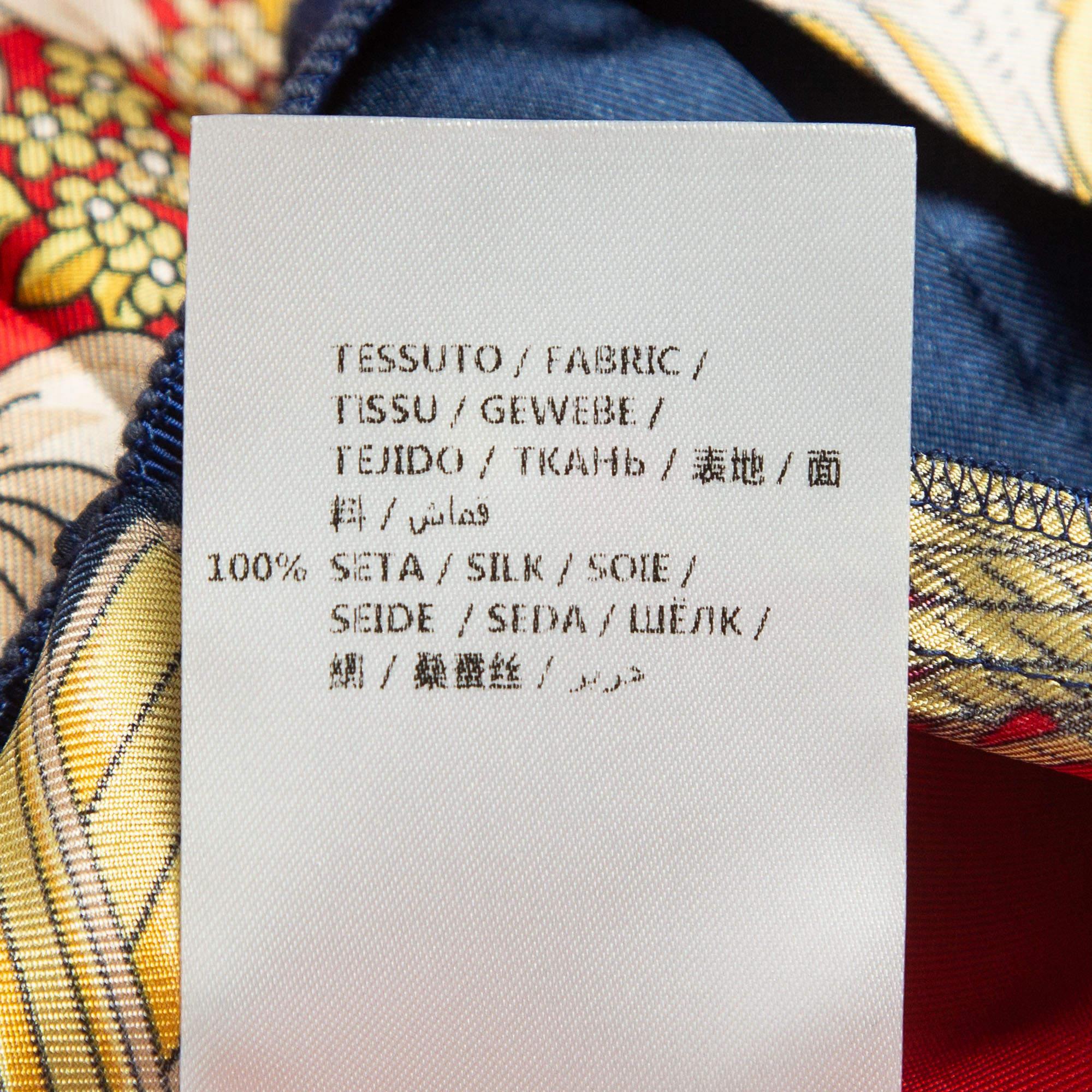 Women's Gucci Multicolor Floral Print Silk Twill Pleated Midi Skirt M For Sale