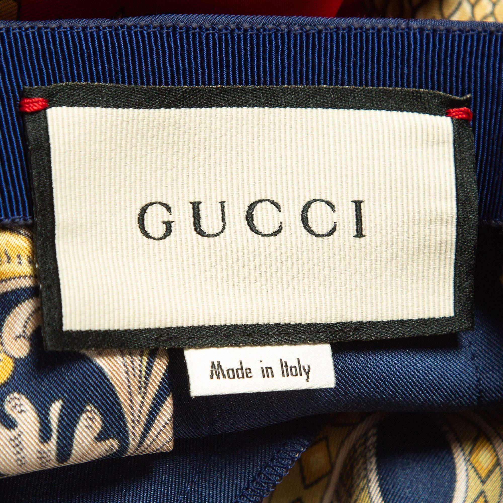 Gucci Multicolor Floral Print Silk Twill Pleated Midi Skirt M For Sale 1