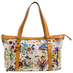 Gucci Multicolor Canvas und Leder mit Blumendruck Medium Abbey Tote