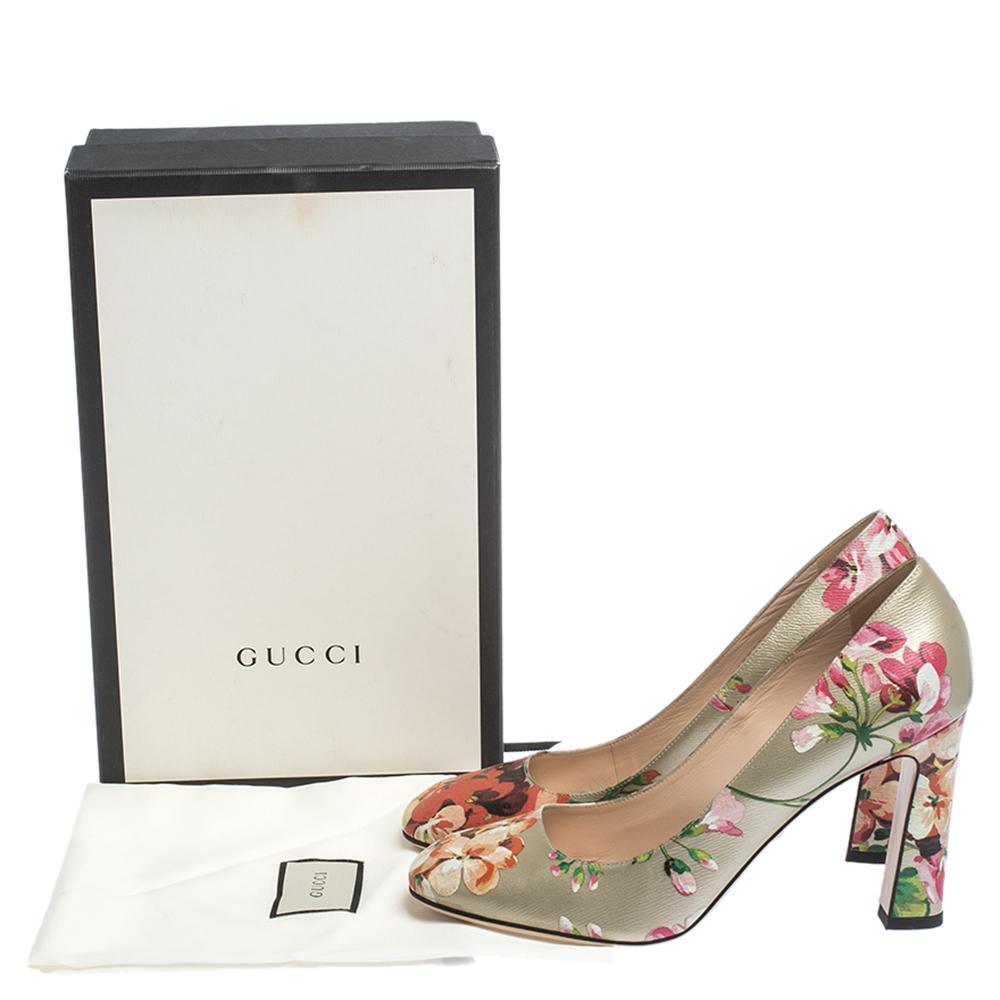 Gucci Multicolor Floral Printed Leather GG Supreme Blooms Pumps Size 41 1