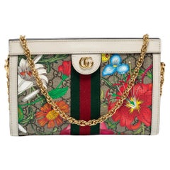Gucci Mehrfarbige Umhängetasche aus Supreme Canvas und Leder mit Blumenmuster aus Ophidia