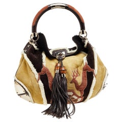 Gucci Multicolor Fur, Suede And Leather Deer Patchwork Indy Hobo