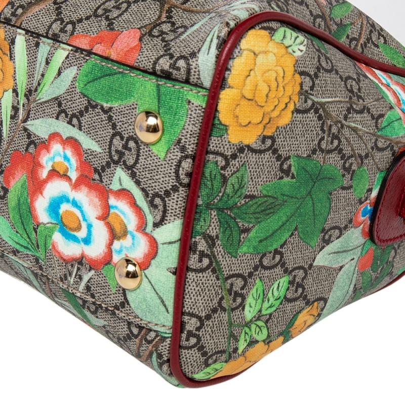 Gucci Multicolor GG Blooms Supreme Canvas and Leather Boston Bag 2