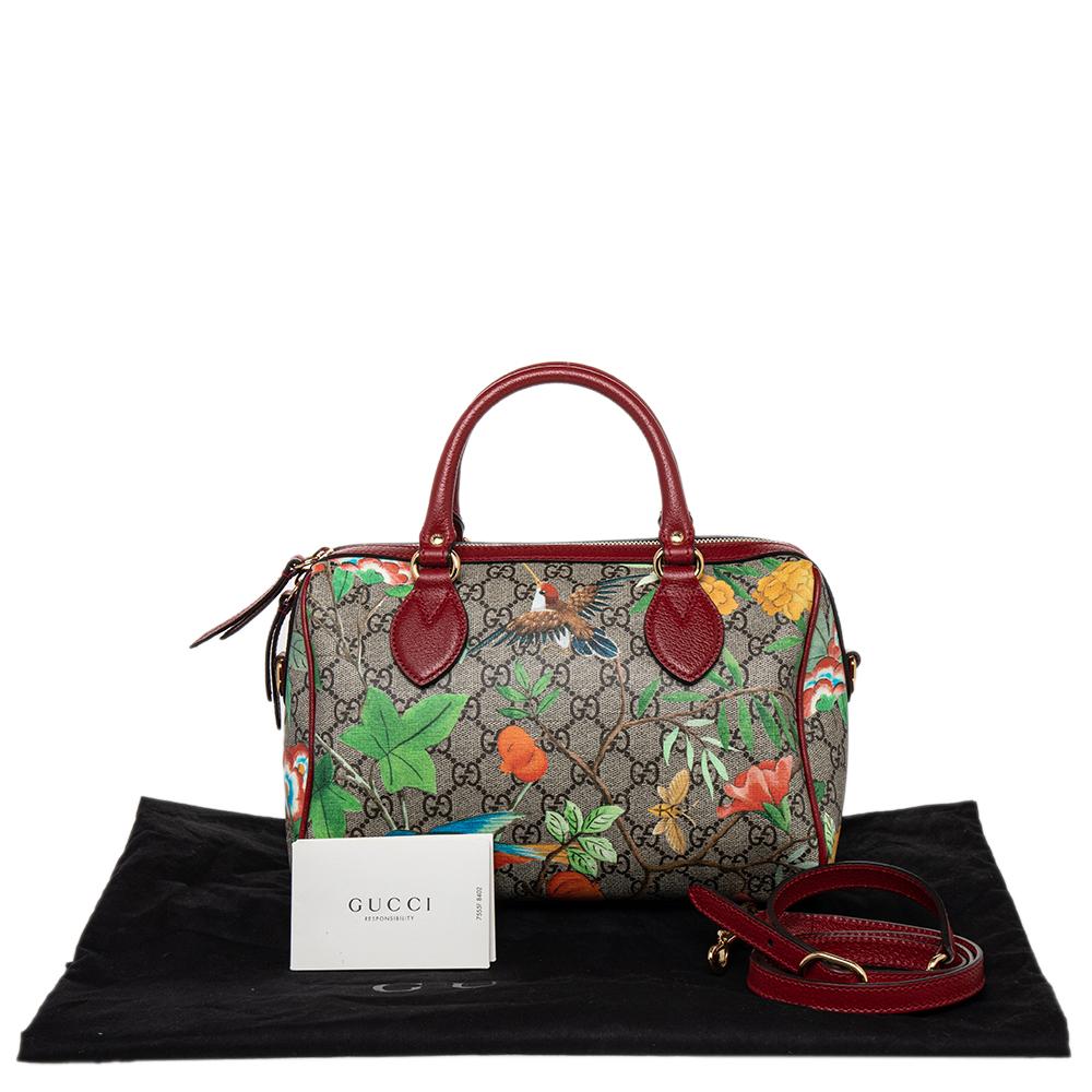 Gucci Multicolor GG Blooms Supreme Canvas and Leather Boston Bag 4
