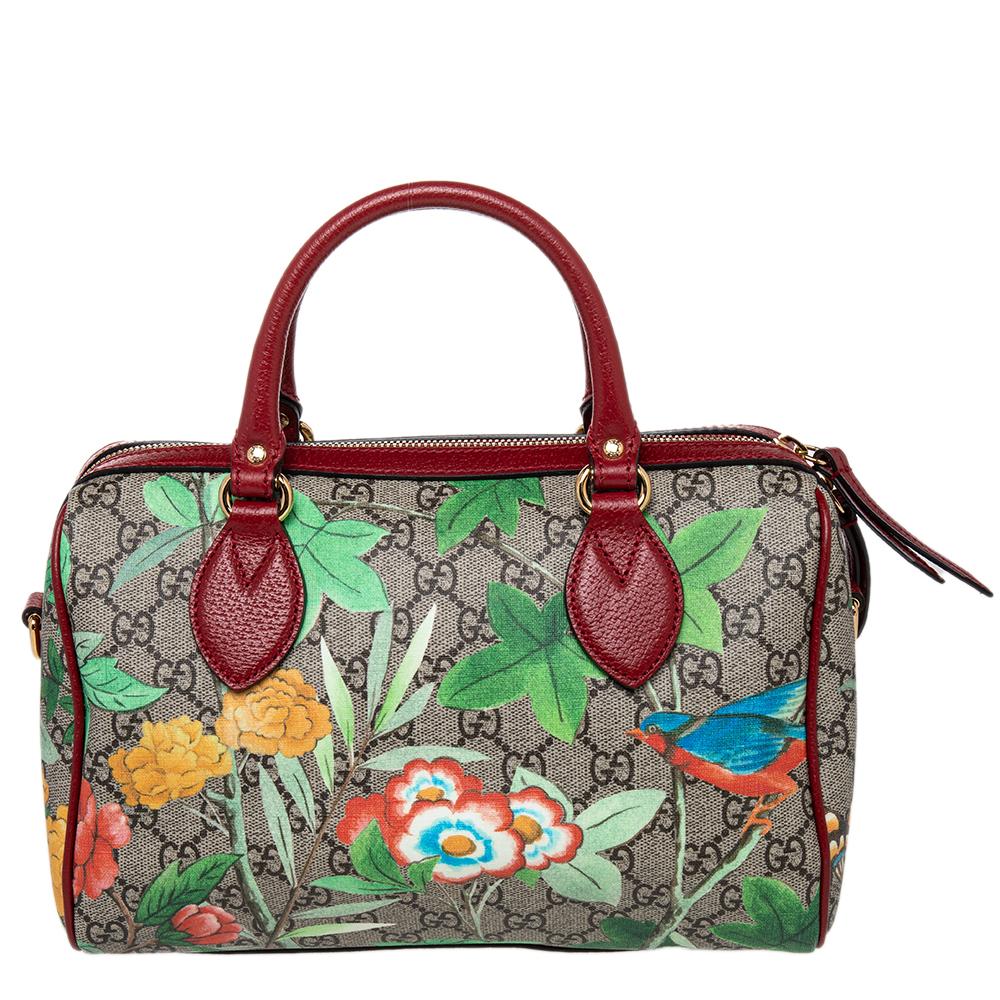 Gucci Multicolor GG Blooms Supreme Canvas and Leather Boston Bag at ...