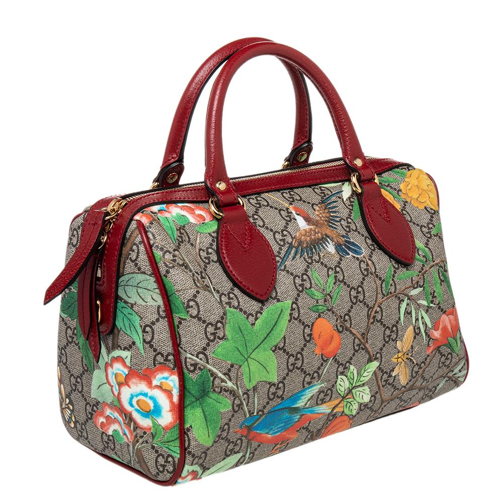 Gucci Multicolor GG Blooms Supreme Canvas and Leather Boston Bag at ...