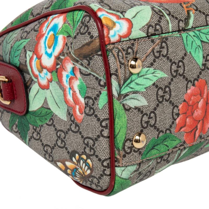 Brown Gucci Multicolor GG Blooms Supreme Canvas and Leather Boston Bag