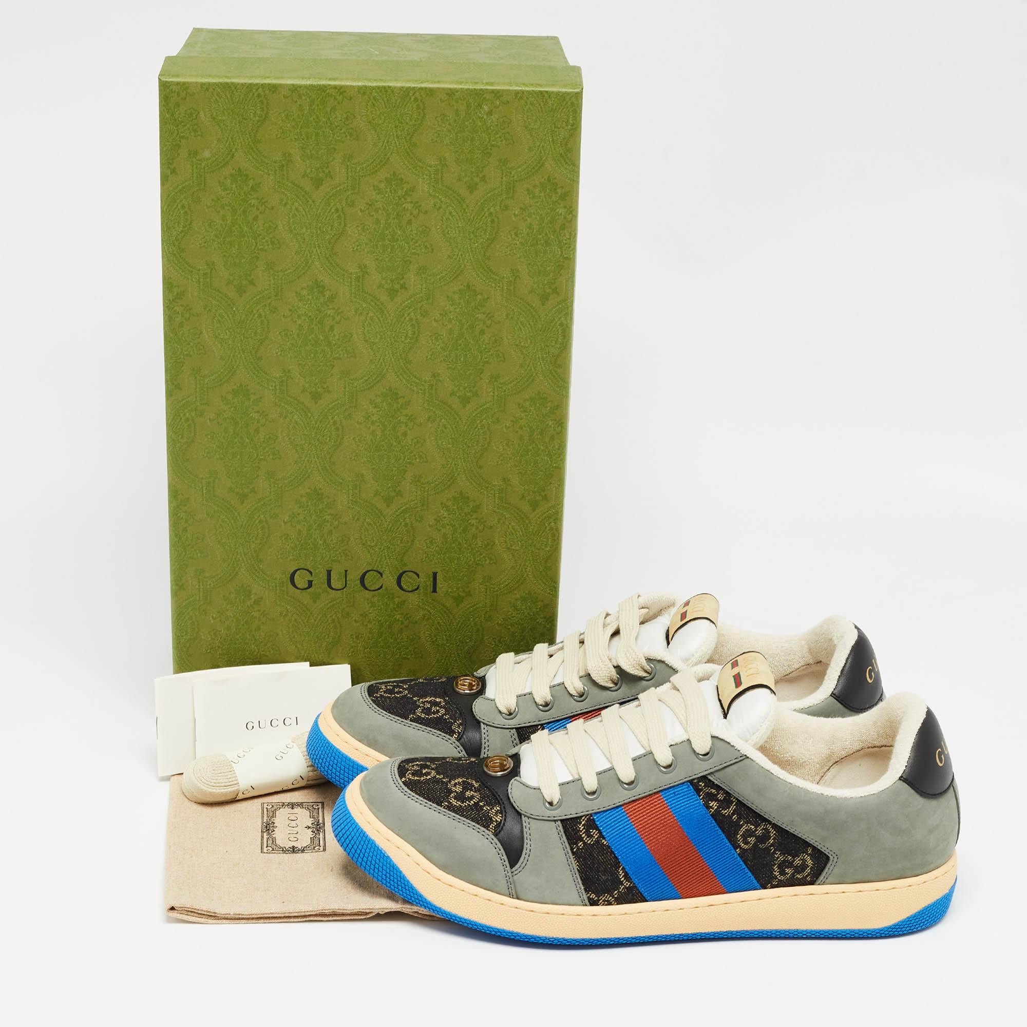 Gucci Multicolor GG Canvas and Nubuck Leather Screener Sneakers Size 44.5 5