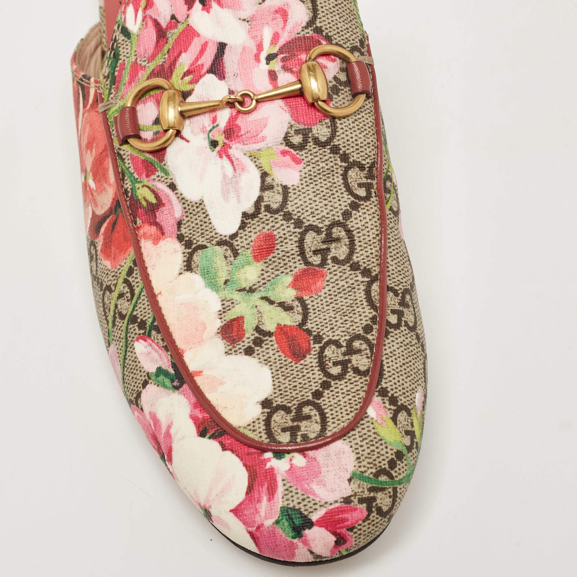 Gucci Multicolor GG Canvas Blooms Printed Princetown Mules Size 38.5 4
