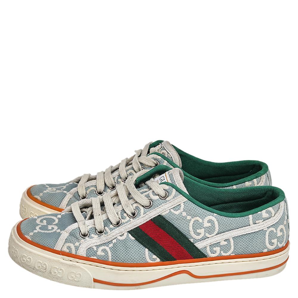 Gucci Multicolor GG Canvas Tennis 1977 Low Top Sneakers Size 39 In Good Condition In Dubai, Al Qouz 2