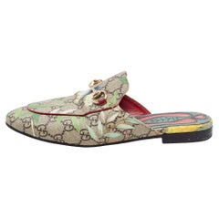 Gucci Multicolor GG Coated Canvas Princetown Flat Mules Size 37.5