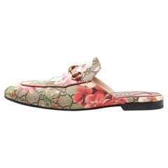 Used Gucci Multicolor GG Coated Canvas Princetown Horsebit Flat Mules Size 37.5