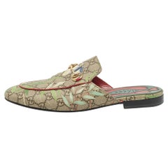 Gucci Multicolor GG Coated Canvas Princetown Horsebit Flat Mules Size 41