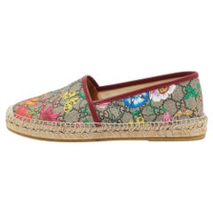 Gucci Multicolor GG Floral Canvas Slip On Espadrille Flats Size 41