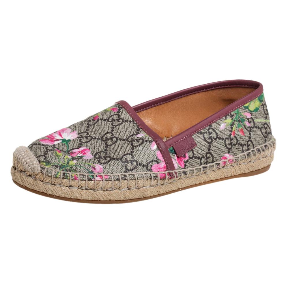 Gucci Multicolor GG Floral Print Supreme Canvas Espadrille Flats Size 36.5