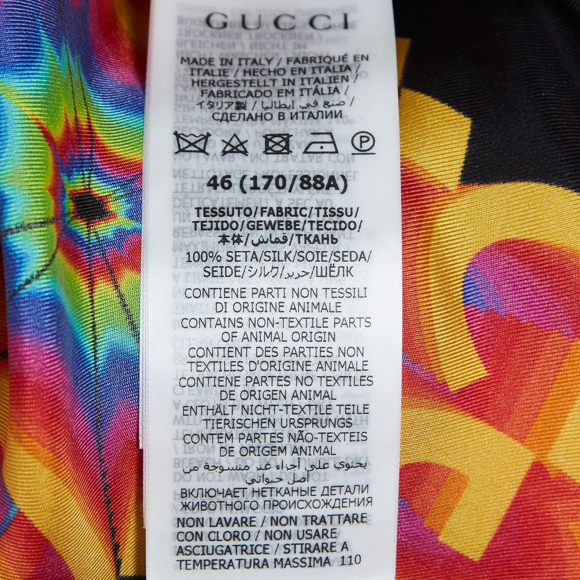 Men's Gucci Multicolor GG Kaleidoscope Silk Short Sleeves Shirt S