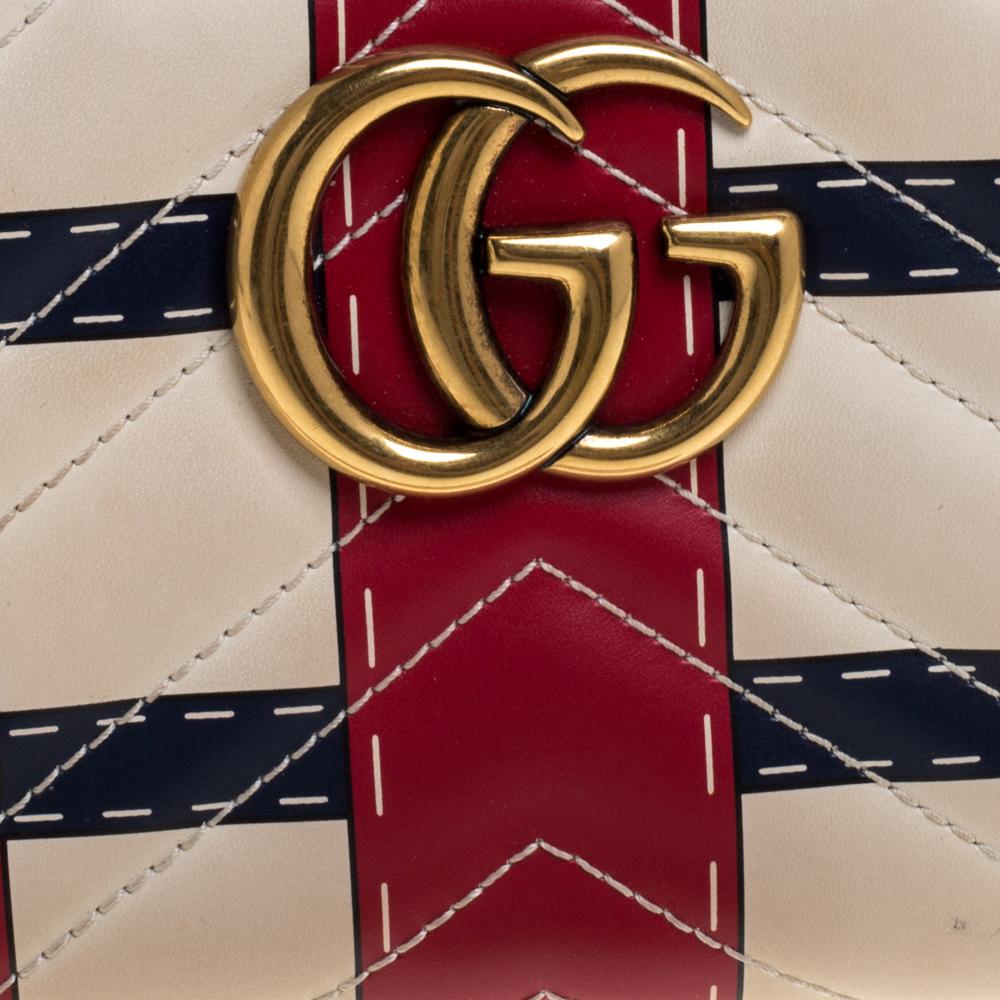 Women's Gucci Multicolor GG Marmont Leather Trompe L'Oeil Zip Around Wristlet Wallet