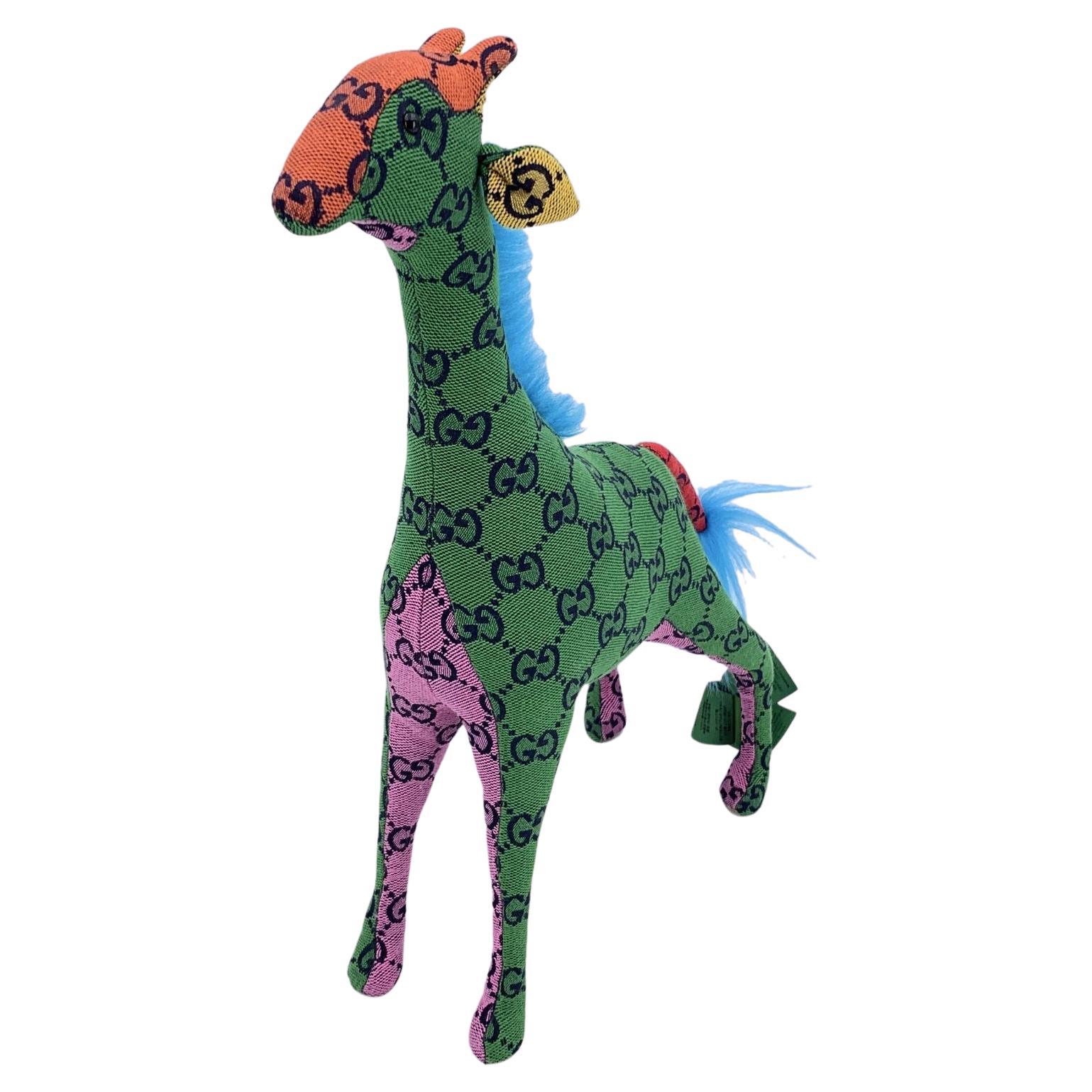 Gucci Multicolor GG Monogram Canvas Decorative Stuffed Giraffe