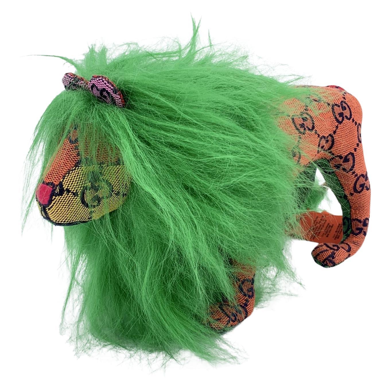 Gucci Multicolor GG Monogram Canvas dekorative gefüllten Löwen im Angebot
