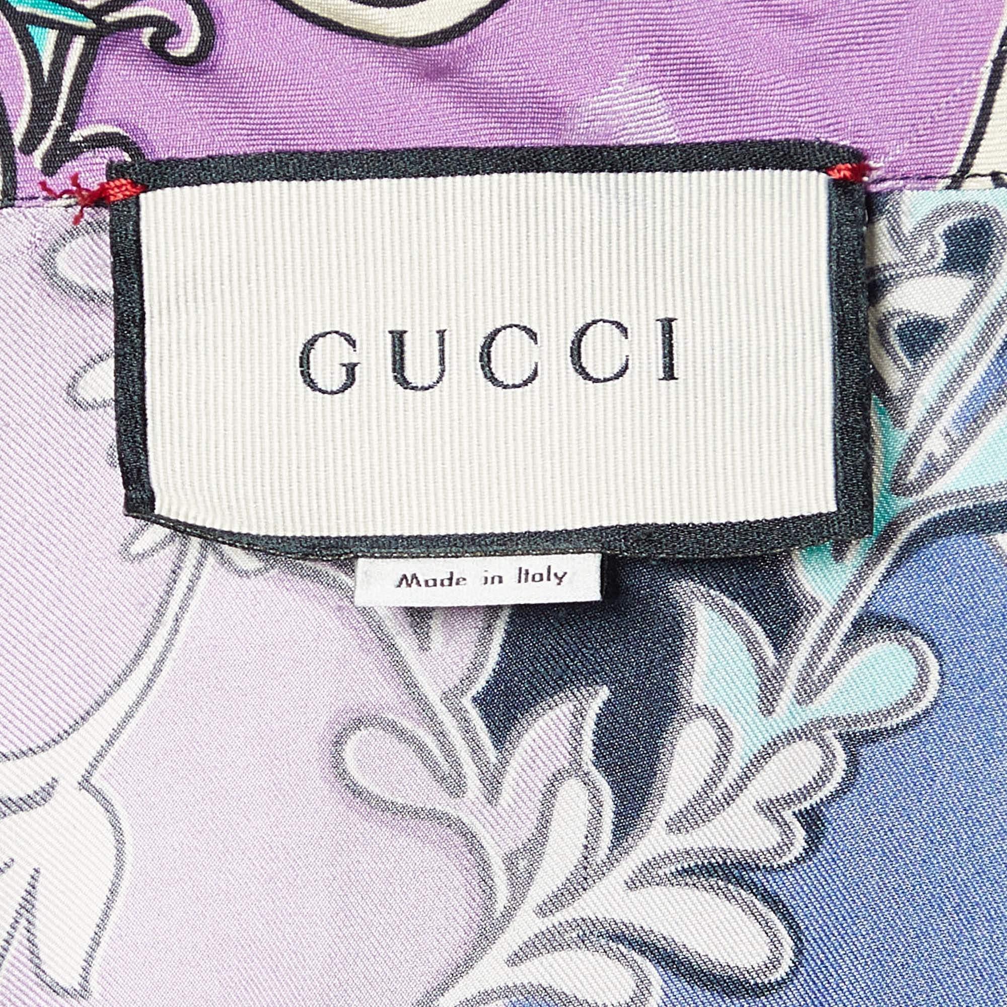 Gucci Multicolor GG Rhombus Printed Silk Buttoned Up Shirt S In Fair Condition In Dubai, Al Qouz 2