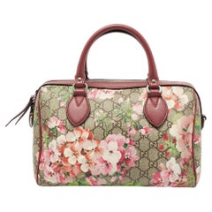 Gucci Multicolor GG Supreme Blooms Canvas And Leather Boston Bag