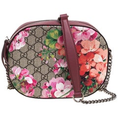 Antique Gucci Multicolor GG Supreme Blooms Canvas and Leather Mini Chain Crossbody Bag