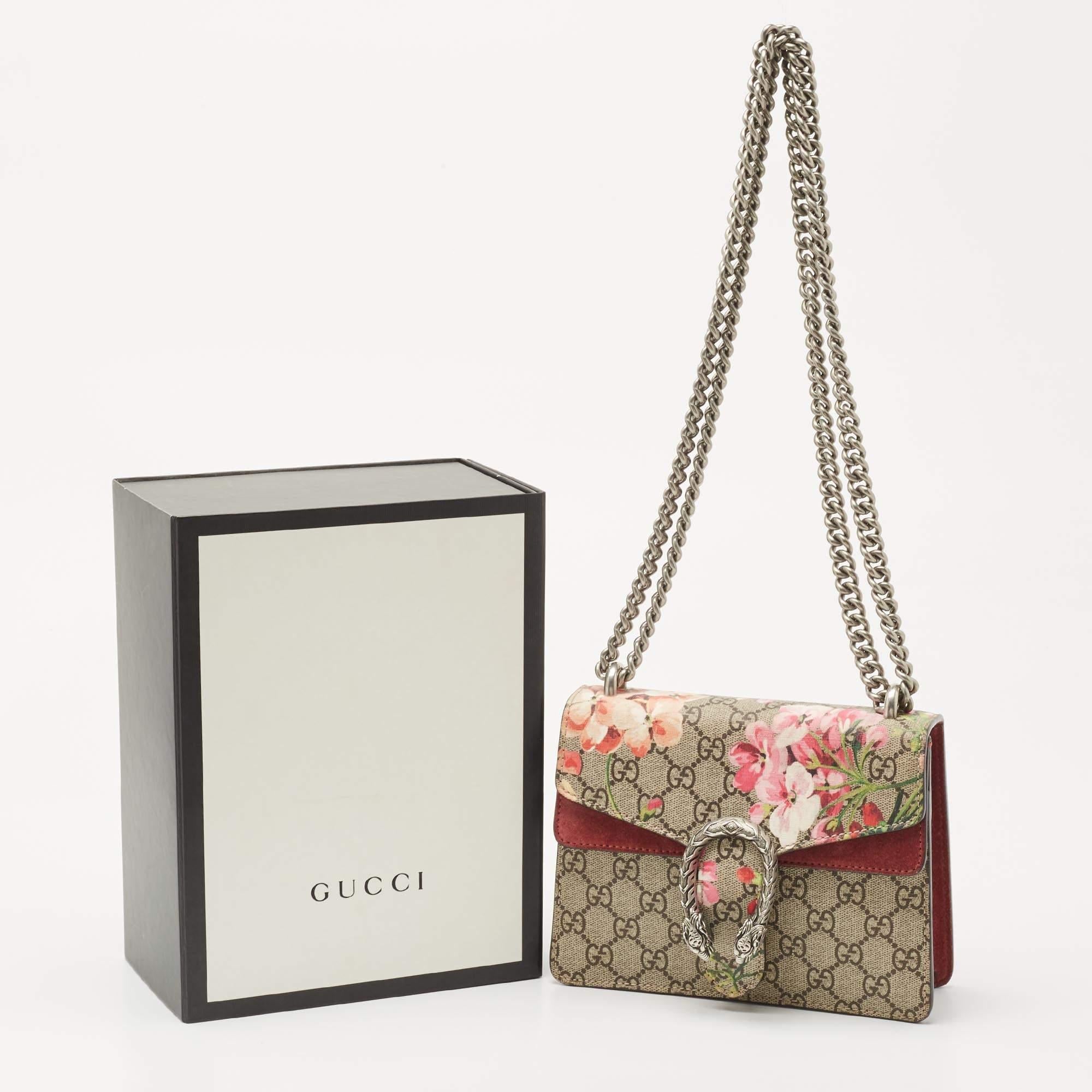 Gucci Multicolor GG Supreme Blooms Canvas and Suede Mini Dionysus Shoulder Bag 6