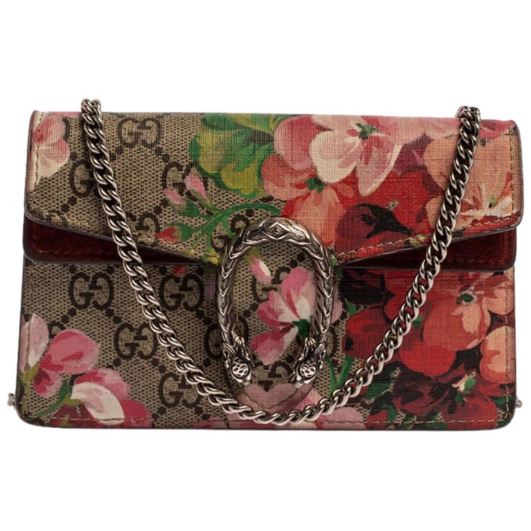 Gucci Multicolor GG Supreme Blooms Canvas Super Mini Dionysus Shoulder Bag  at 1stDibs