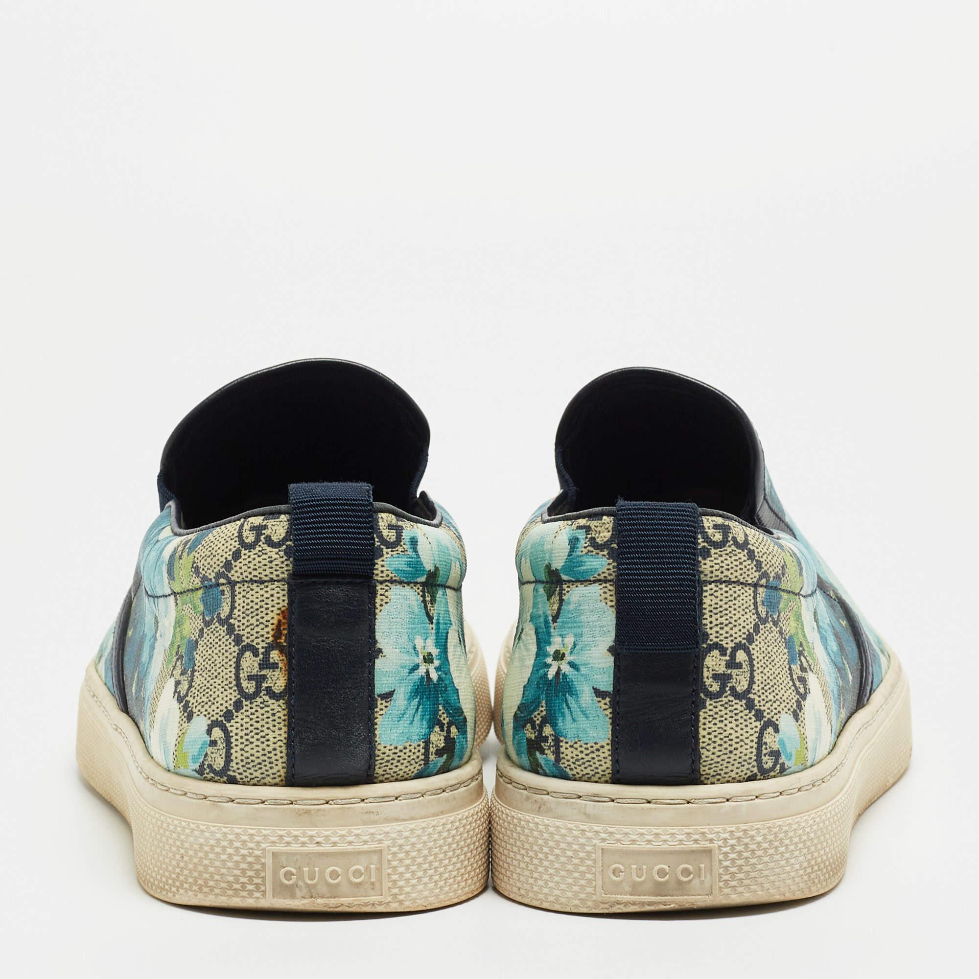 Gucci Multicolor GG Supreme Blooms Print Coated Canvas Sneakers Size 43.5 2