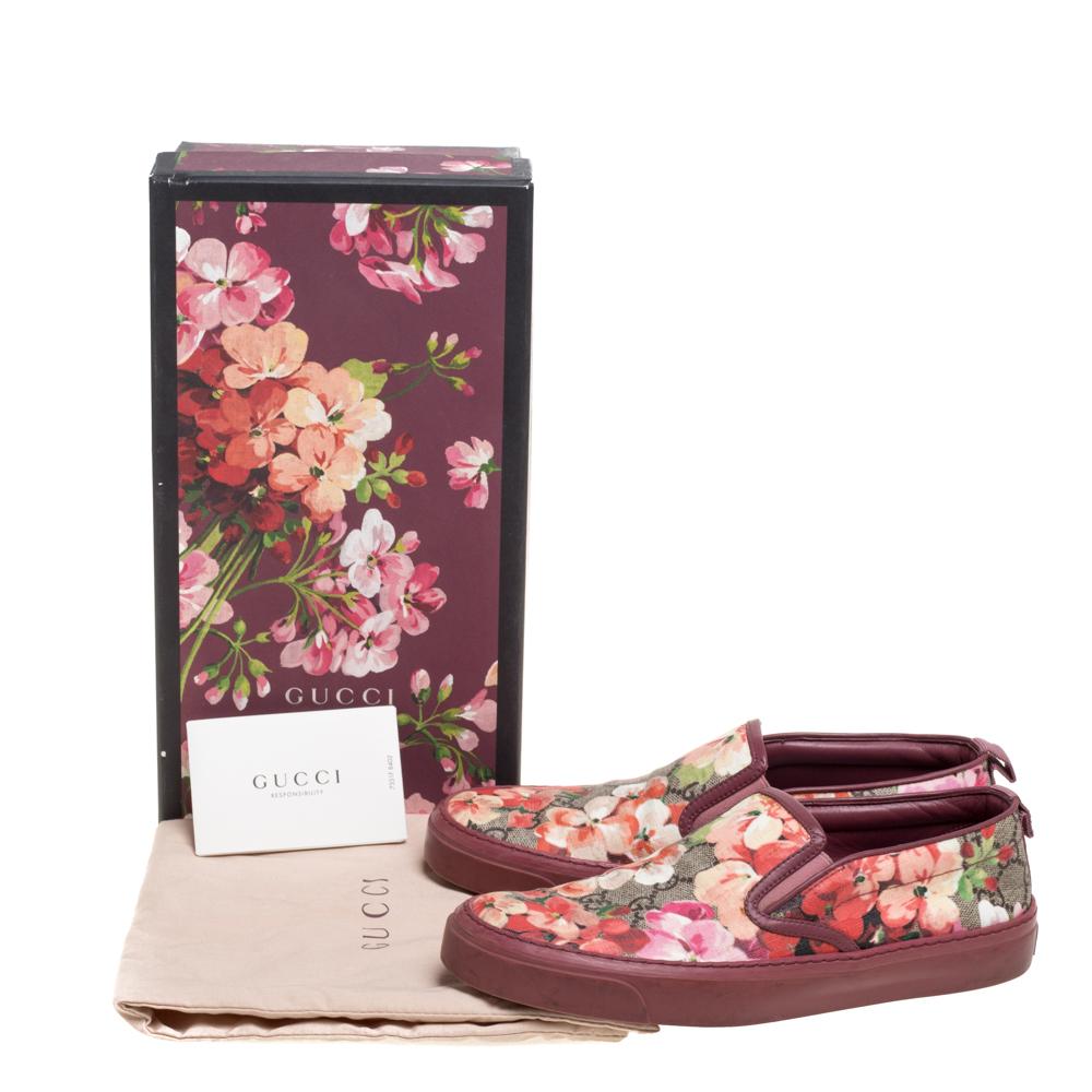 Gucci Multicolor GG Supreme Blooms Printed Canvas Slip On Sneakers Size 37 2