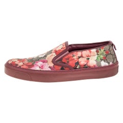 Gucci Multicolor GG Supreme Blooms Printed Canvas Slip On Sneakers Size 37