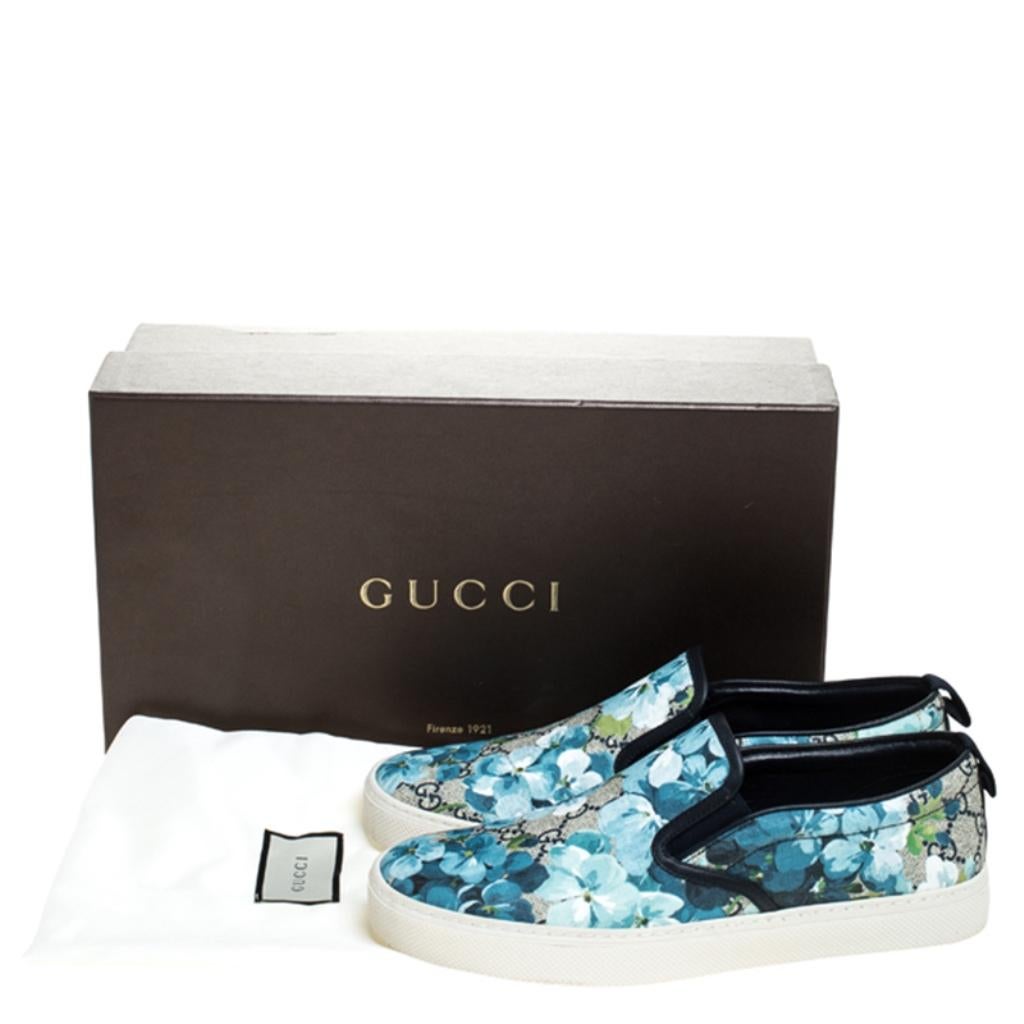 Gucci Multicolor GG Supreme Blooms Printed Canvas Slip On Sneakers Size 42 3