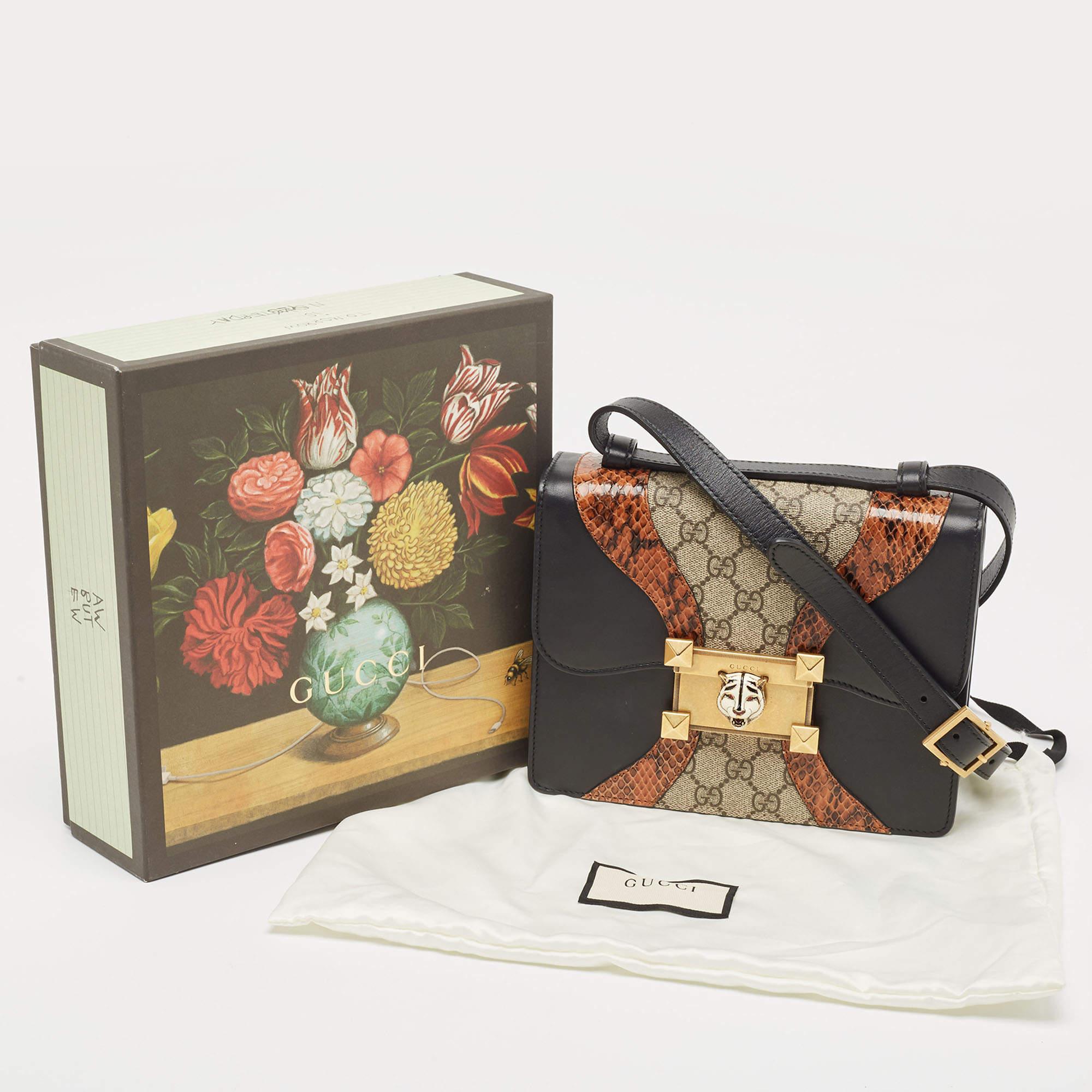 Gucci Mehrfarbige GG Supreme Canvas und Elaphe Medium Osiride Umhängetasche aus Segeltuch im Angebot 11