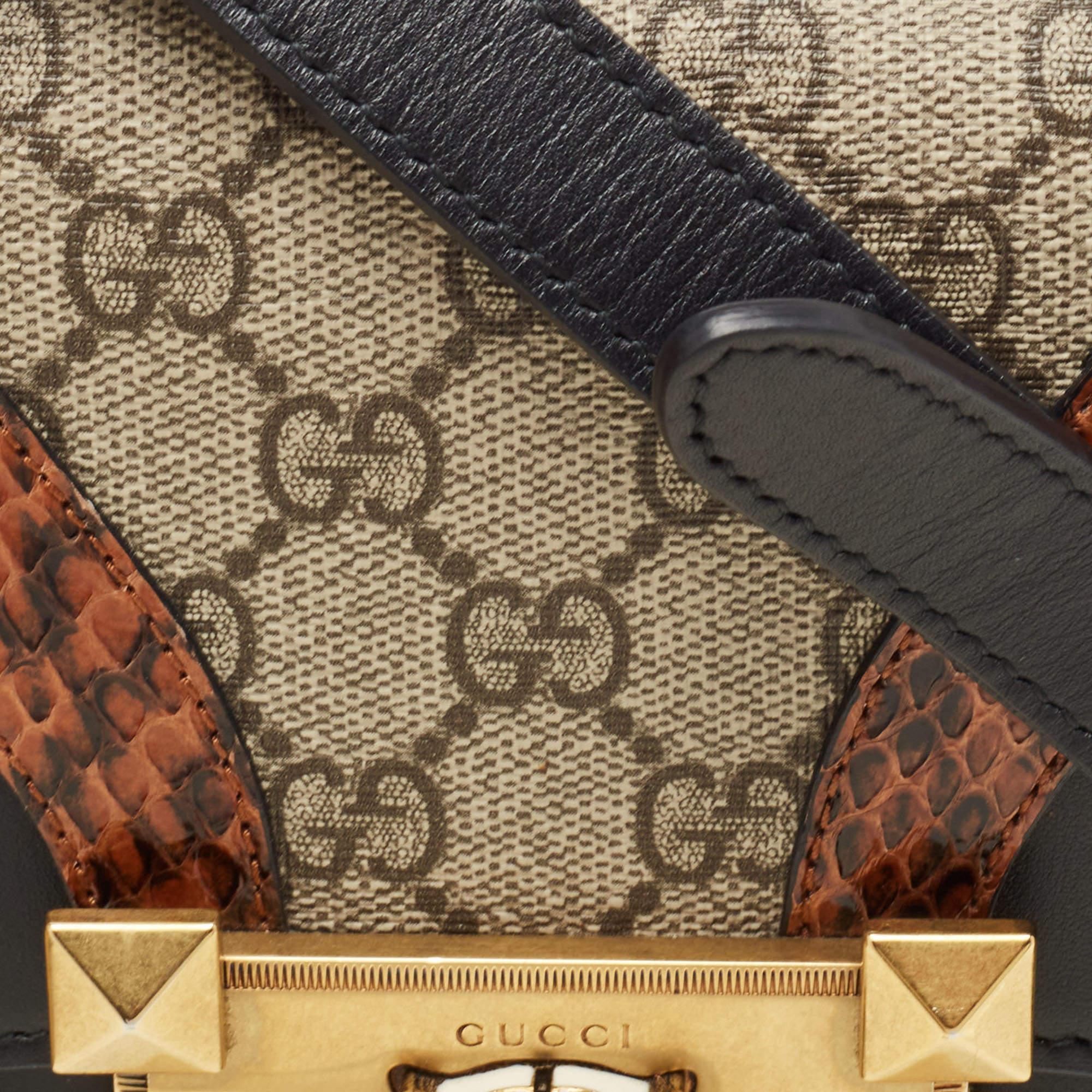 Gucci Mehrfarbige GG Supreme Canvas und Elaphe Medium Osiride Umhängetasche aus Segeltuch im Angebot 3