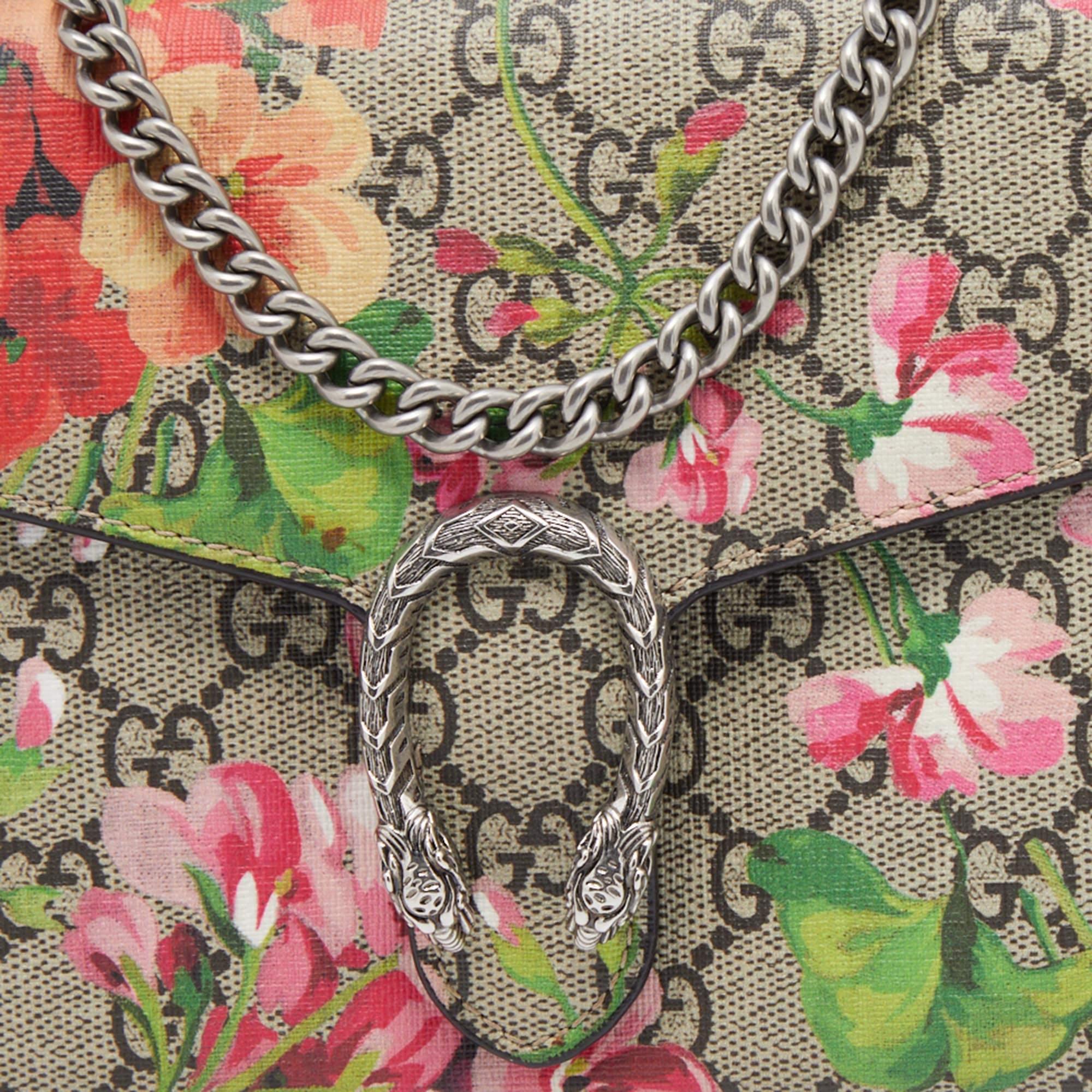 Gucci Multicolor GG Supreme Canvas and Leather Blooms Dionysus Wallet On Chain 7