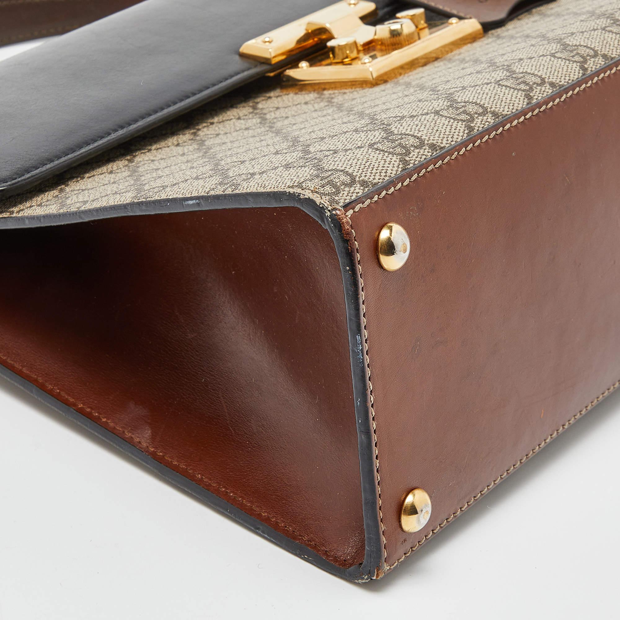 Gucci Multicolor GG Supreme Canvas and Leather Medium Padlock Top Handle Bag 2
