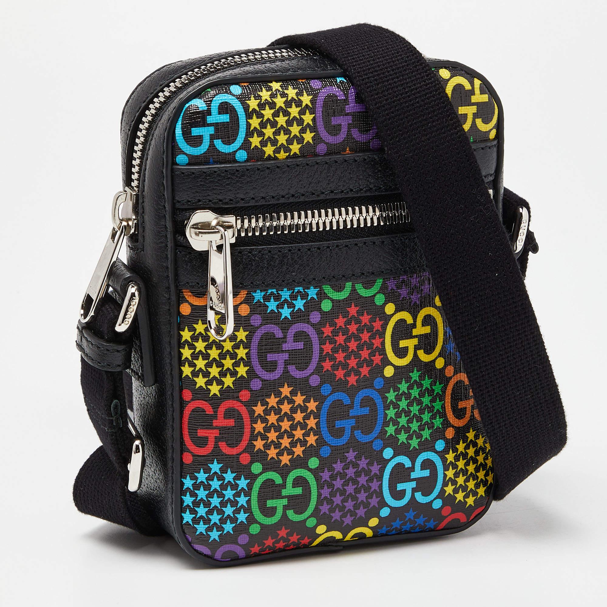 Gucci Multicolor GG Supreme Canvas and Leather Psychedelic Crosbody Bag In Excellent Condition In Dubai, Al Qouz 2