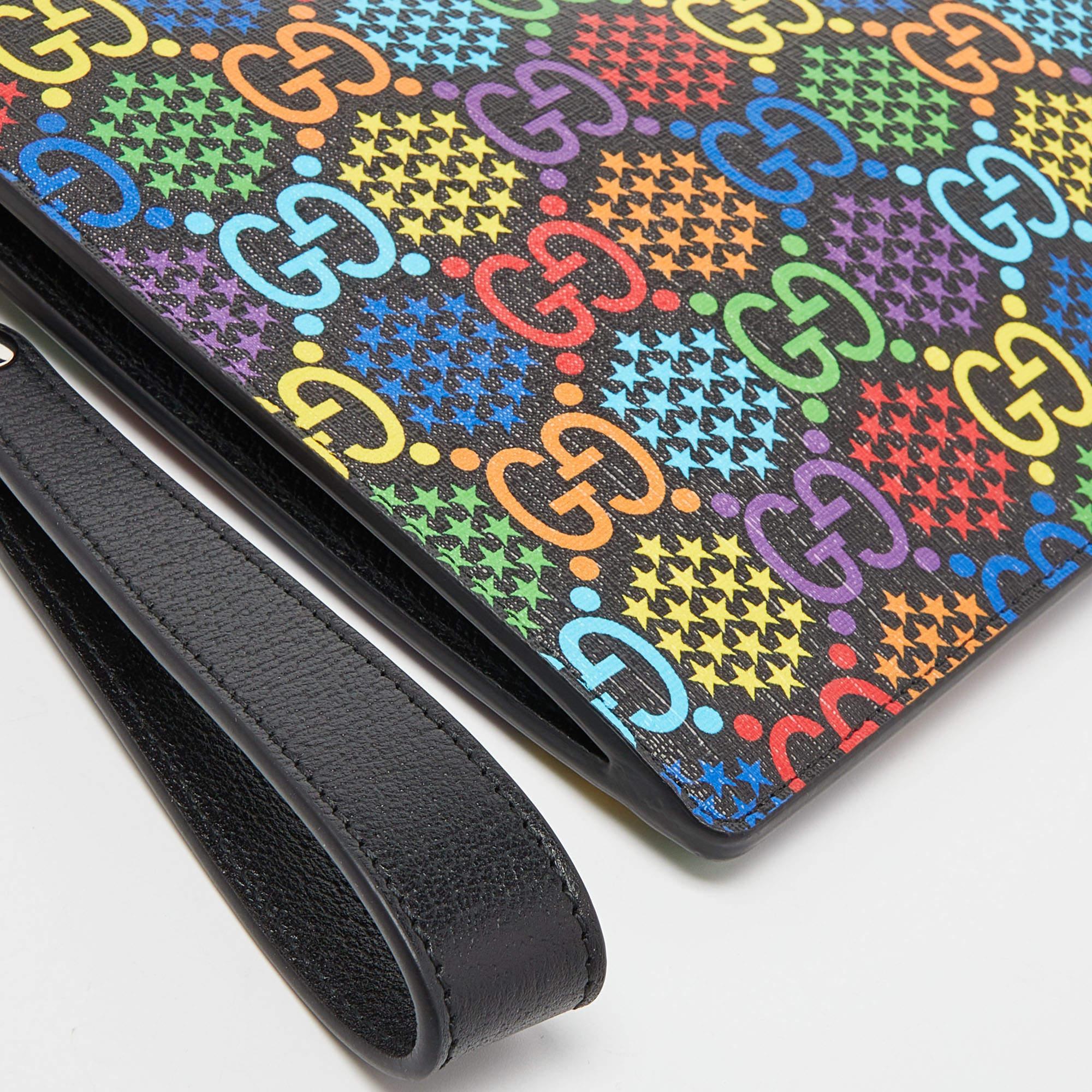 Gucci Multicolor GG Supreme Canvas and Leather Psychedelic Wristlet Clutch 3