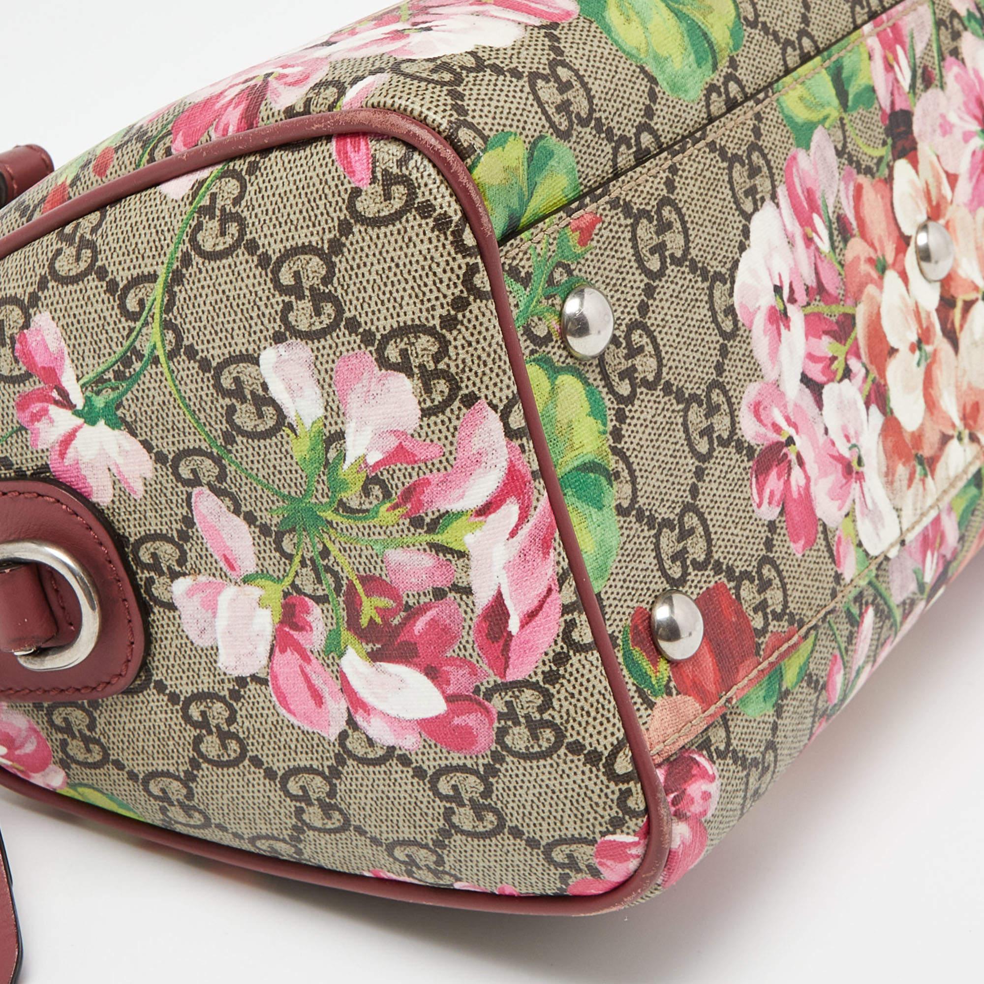 Gucci Multicolor GG Supreme Canvas and Leather Small Blooms Boston Bag 5