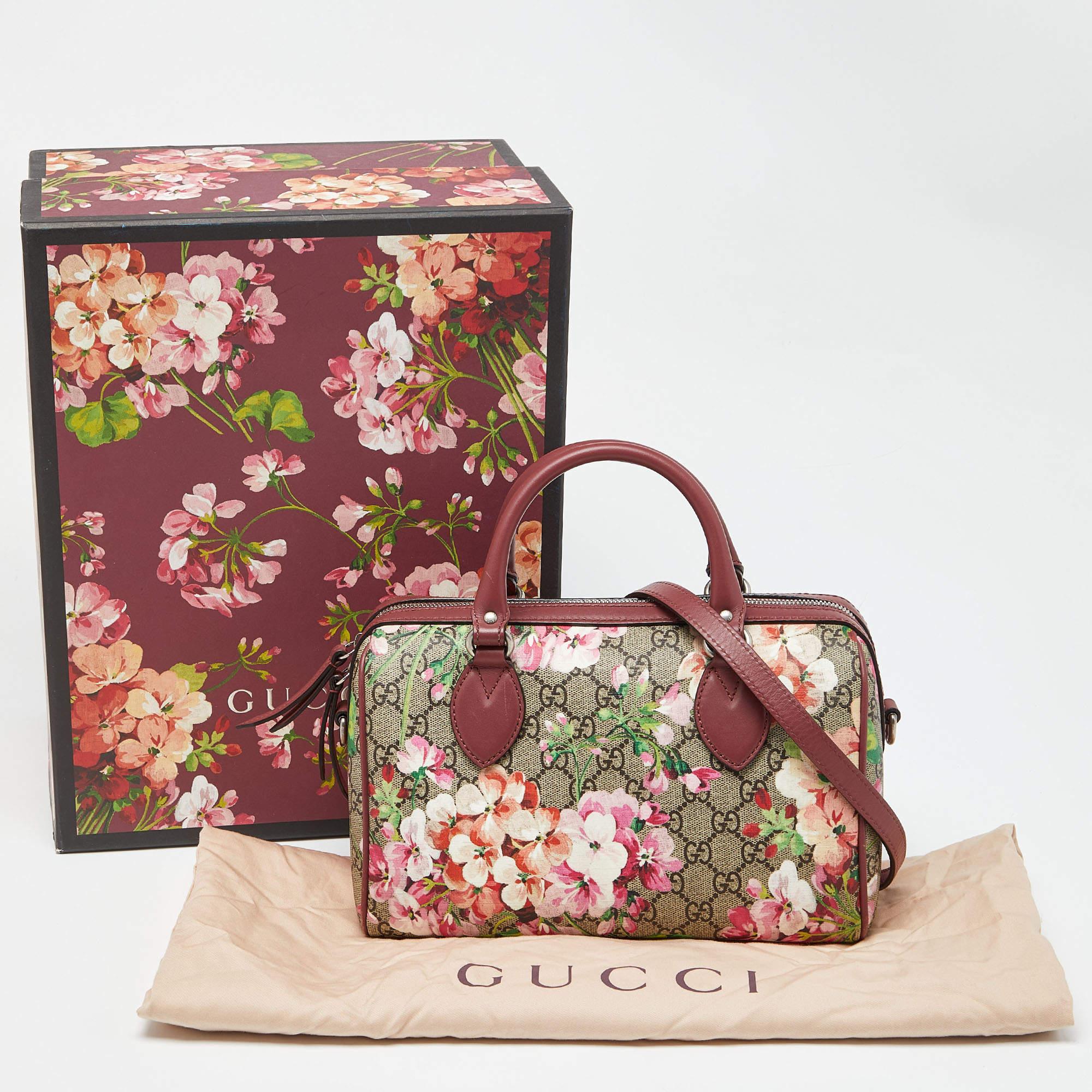 Gucci Multicolor GG Supreme Canvas and Leather Small Blooms Boston Bag 7