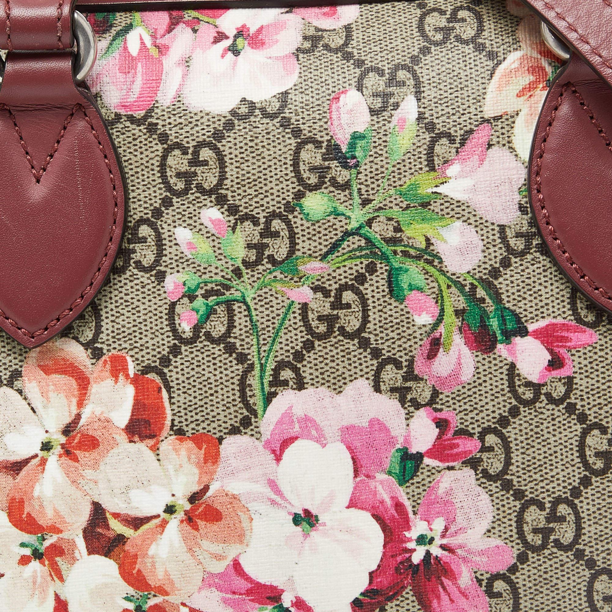 Gucci Multicolor GG Supreme Canvas and Leather Small Blooms Boston Bag 2