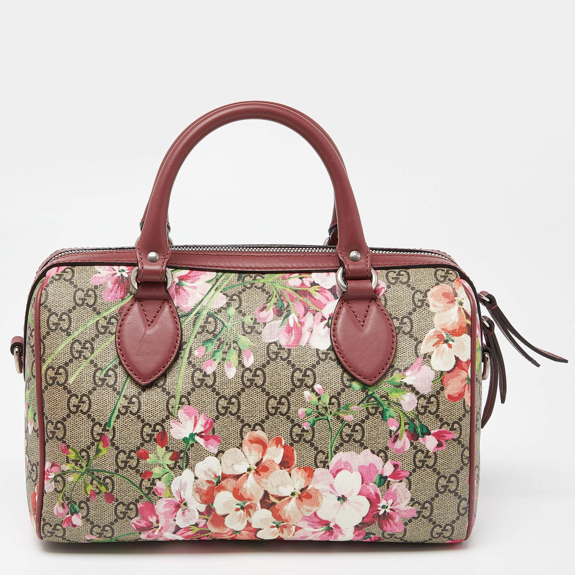 Gucci Multicolor GG Supreme Canvas and Leather Small Blooms Boston Bag 3