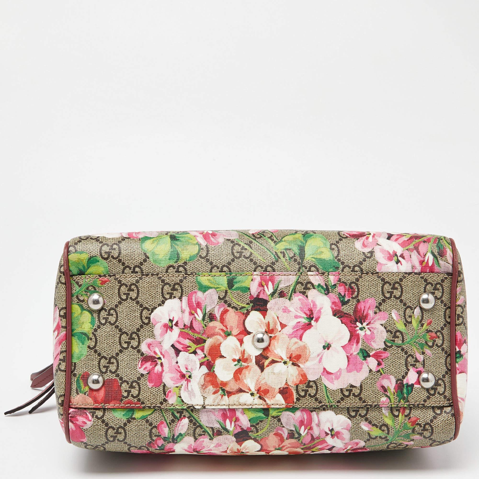 Gucci Multicolor GG Supreme Canvas and Leather Small Blooms Boston Bag 4