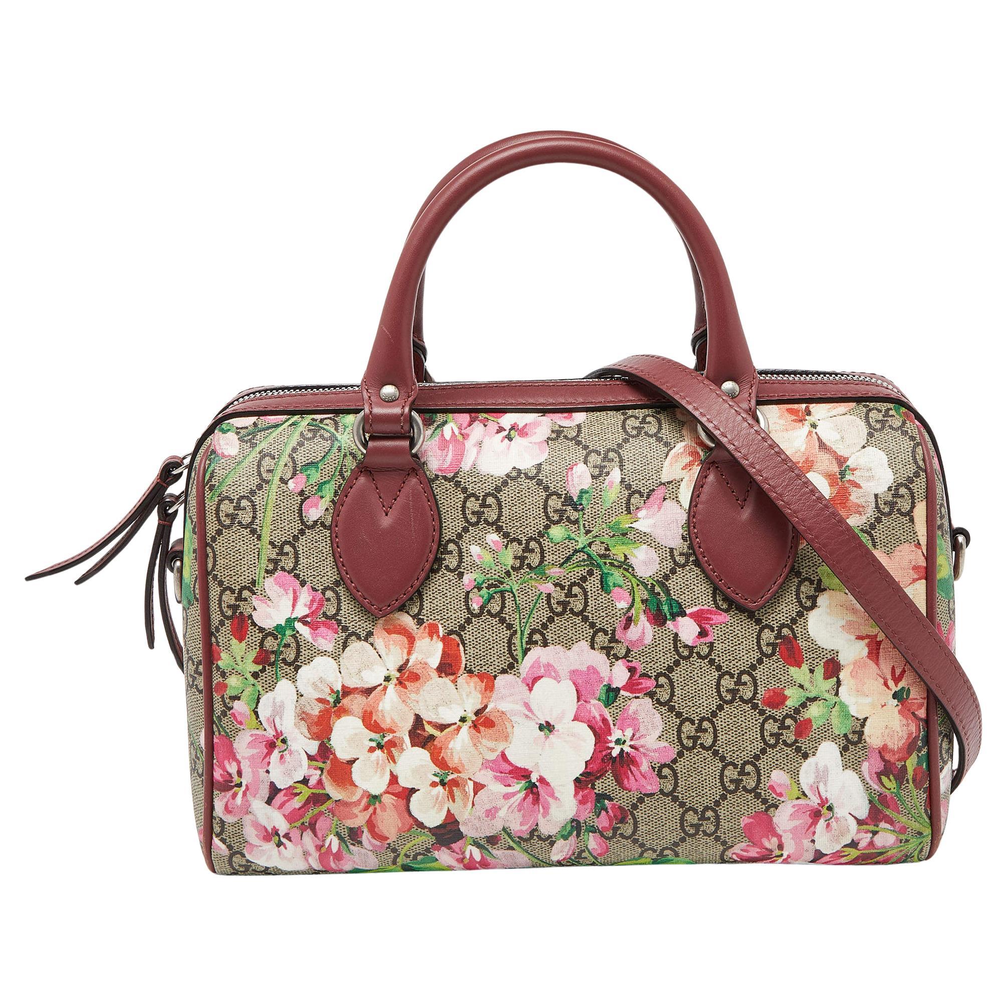 Gucci Multicolor GG Supreme Canvas and Leather Small Blooms Boston Bag