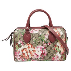 Gucci Mehrfarbige GG Supreme Canvas und Leder Kleine Blooms Boston Tasche aus Segeltuch