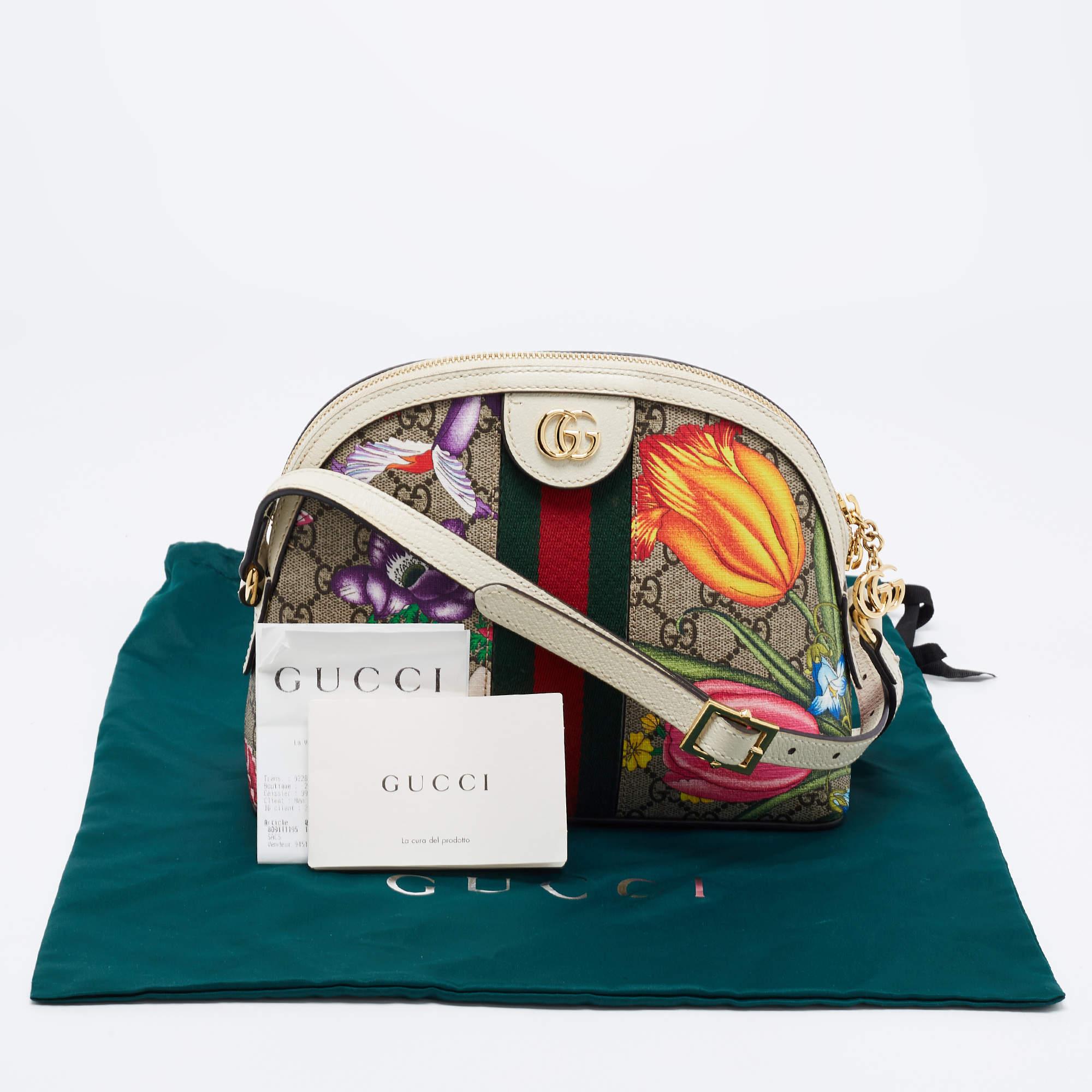Gucci Multicolor GG Supreme Canvas and Leather Small Floral Ophidia Shoulder Bag 7